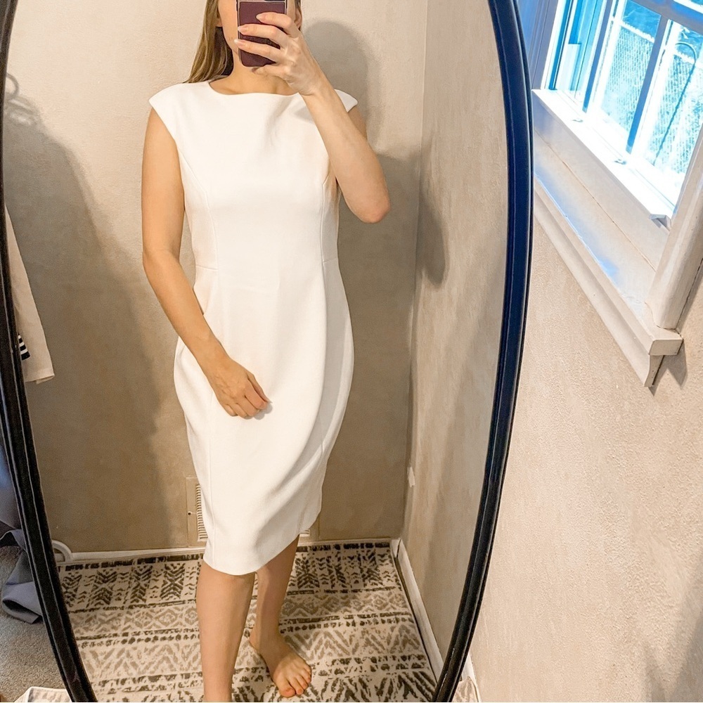 Ted Baker Boat Neck Knee Length Dress Ivory